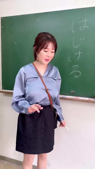 testing the limits of her blouse