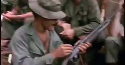 The use of marijuana was fairly common in Vietnam. Here u have a squad of GI's smoking through a Stevens Model 77E Shotgun.