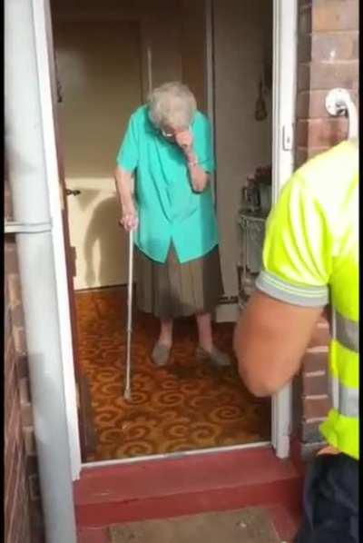 Bin collectors surprise one of their favorite customers on her 100th birthday