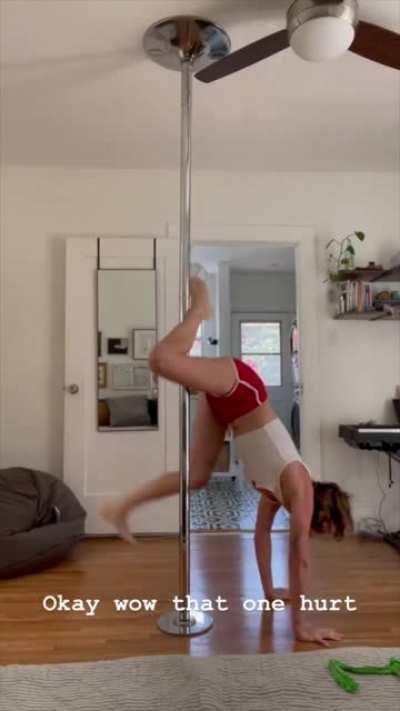 Falling off the pole and some nice down shirt shots!