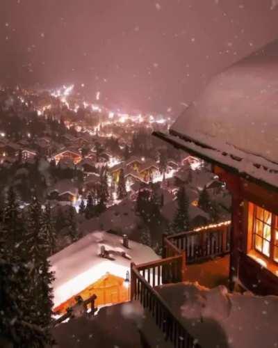 Snowy night in Switzerland