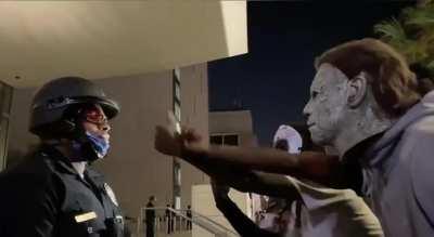 BLM PROTESTERS CONFRONTING BLACK COP.