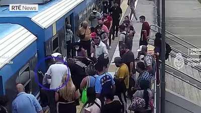 Woman survives fall in front of moving train in Argentina