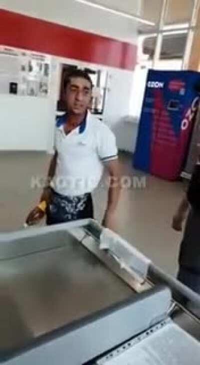 Tough man handed a nappy nap.