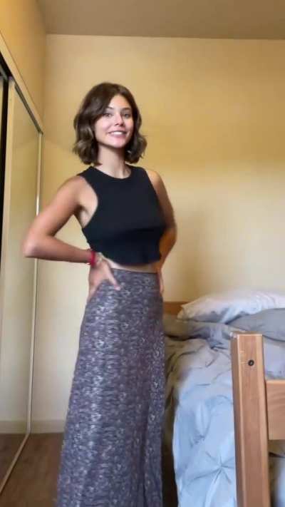 Black top long skirt (