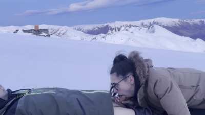 I sucked his cock on a ski run I seen someone watching up the hill 