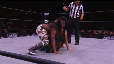 She is locked in and force to tap.