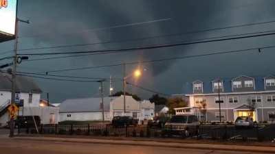 (flashing light warning) firefighters nearly struck by lightning after not going to shelter but instead just watching the lightning strike