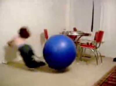 Jumping on an exercise ball