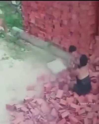 Not exactly dad, but I feel she deserves the accolade. Taking a wall to the face for her child.