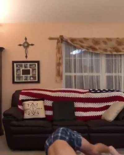 Attempting a backflip