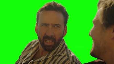 [GREEN SCREEN] Pedro Pascal smiling at Nic Cage Meme - The Unbearable Weight of Massive Talent meme template
