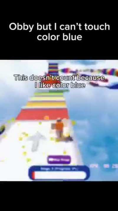 Obby but i can't touch the color blue