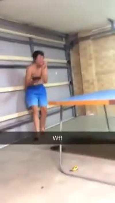 Throwing ping pong paddle at you brother