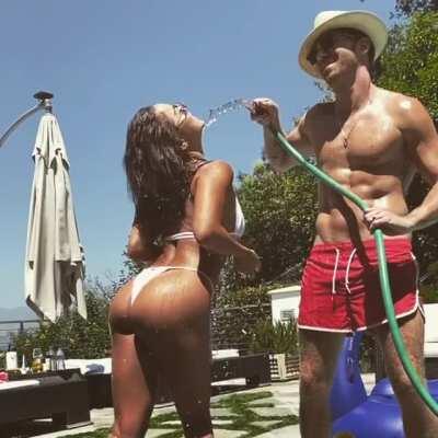 Vanessa Hudgens getting sprayed