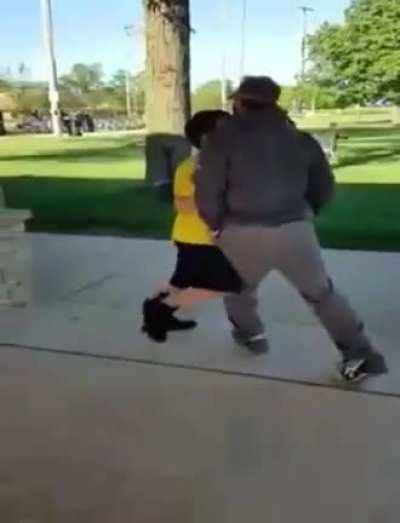 Child tried to attack the adult