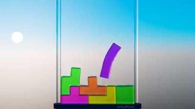 Soft body tetris. I love the detail of how the bottom pieces are being squished under the weight of the ones on top of them. So good.