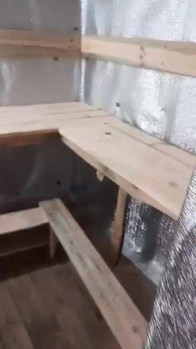 Ukrainian Soldiers Built a Sauna in Their Trench Network..