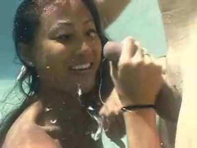 Underwater Asian cock sucking #blowjob