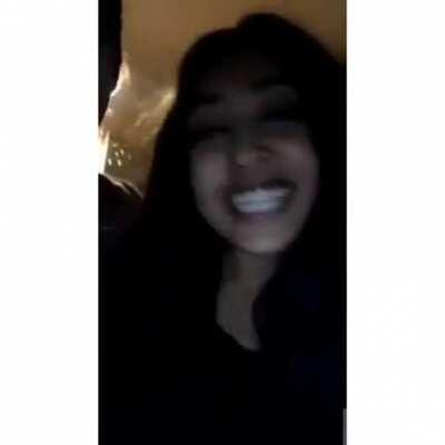 Something with a red face came up behind my friend she was drinking and there was no one else in the room with them.. it randomly shows up behind the girl on the lefts head