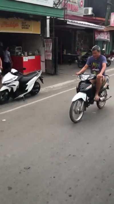 driving a motorcycle.