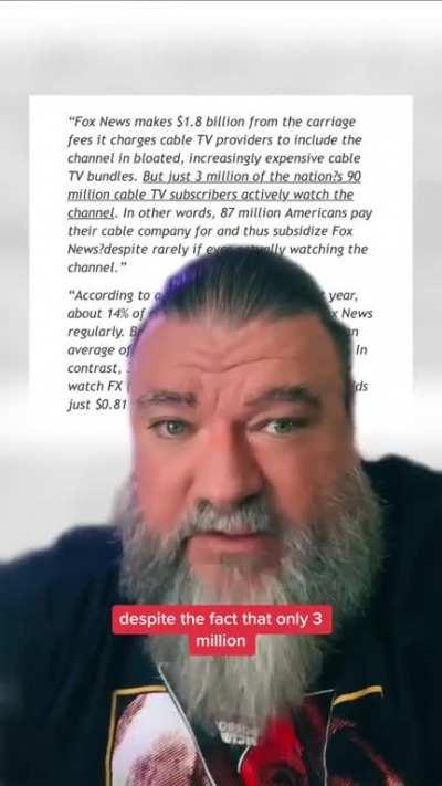 You don't watch FOX News? So then... why are you paying for it?