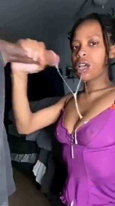 She going crazy gaging and shit