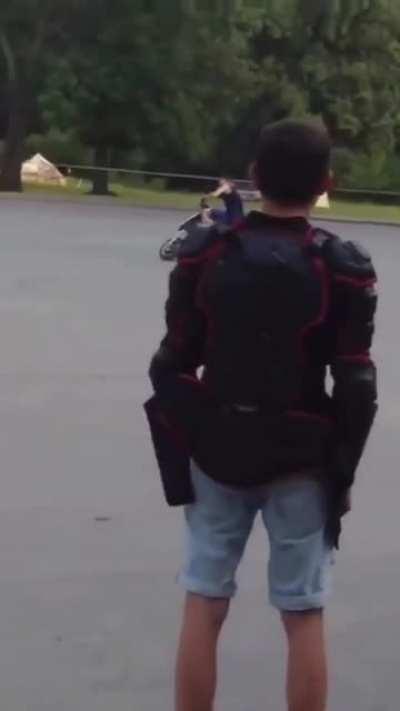 I've heard of popping a wheelie but this is over the top.