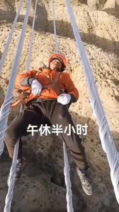 Technicians taking a nap.