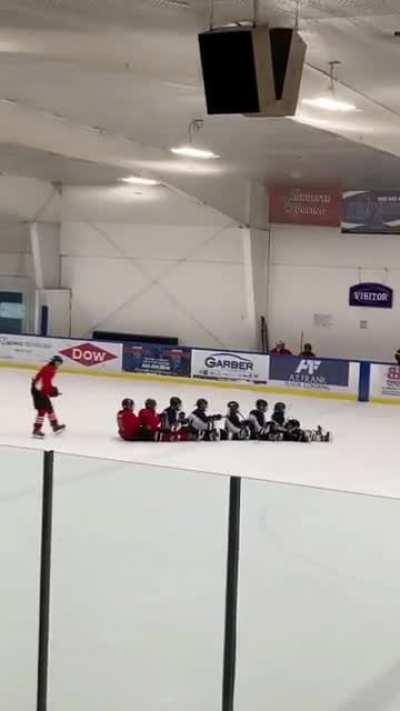 Poor goalie wanted to join the fun but they said “nah”