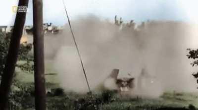 The Sturmtiger firing its 380mm rocket propelled morter.