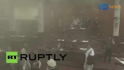 Bomb hits The Afghanistan parlament , the speaker doesnt even flinch.