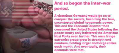 The swastika and the eagle over the stars and stripes.