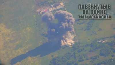 RU POV: FAB-3000 glide bomb with UMPC on a temporary deployment point of the Armed Forces of Ukraine in the Kharkov direction.