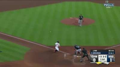 [Highlight] Bregman hits a ground ball that scores Altuve on an RBI fielder's choice, Astros lead 2-0!