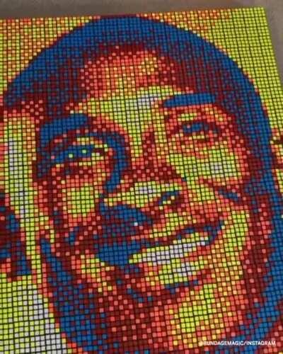 Portrait of Kobe Bryant with Rubik's Cubes