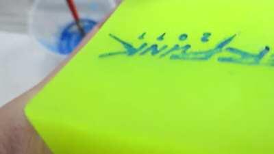 So in love with this game despite the bugs. Took me overnight to perfect carving out the logo on this neon soap. This is the best as I can do painted with neon mica with alcohol... now I can sleep.