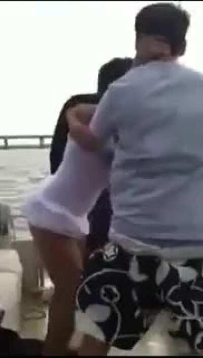 Girl takedown guy, boat edition