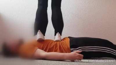 Her first time ever trampling someone. Natural talent and doesnt care much for me or my pain.