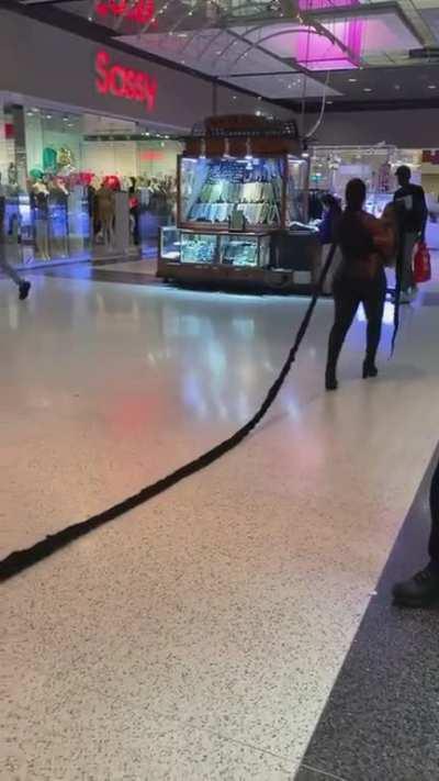 I hear the janitor loves it when she makes a visit at the mall.