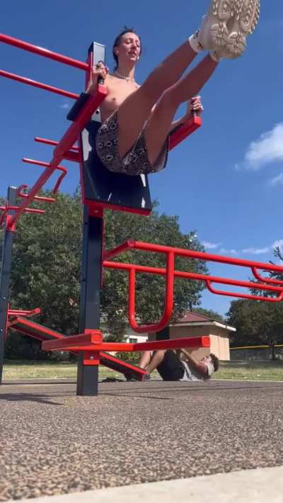 Getting a little workout in at the public park