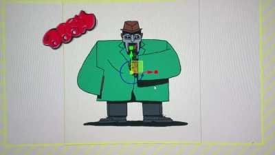 MF DOOM wallpaper for PC, logo bounces like a speaker when music is played, also plays monosodium glutamate when displayed on desktop