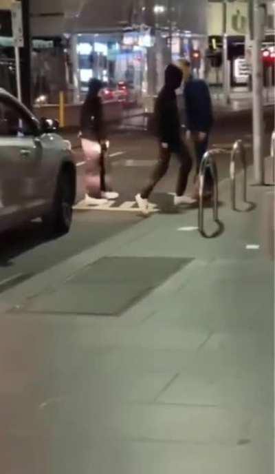 Guy blocking traffic learns his lesson at the end