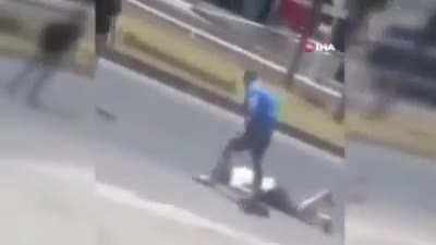 Wrestler in a traffic fight