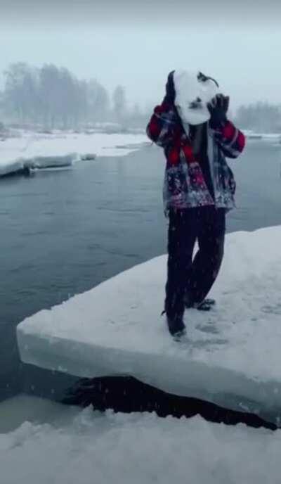 WCGW if i throw this big rock on the ice i'm standing on?