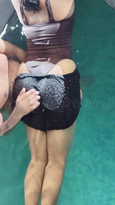 When we made hubby look like a cuck in front of everyone. Must have been confusing watching us checking in as Mr and Mrs then catching me like this in the pool with another man. later that night he made sure to let the room boys know by making me sit on h