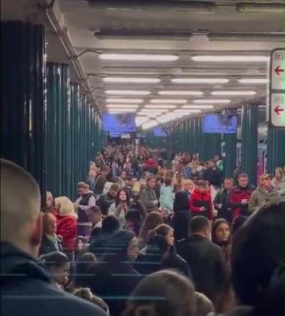 People singing while hiding in Kyiv subway