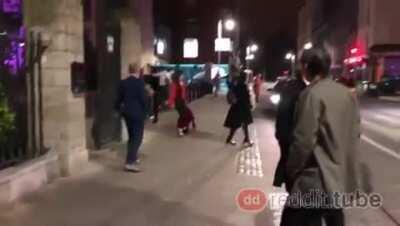 Racing down the street with your buddy