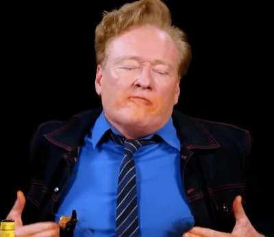 Conan on Hot Ones [gif]