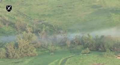 Russian tank trying to maneuver to avoid a targeted hit, gets blown up with a spectacular shockwave